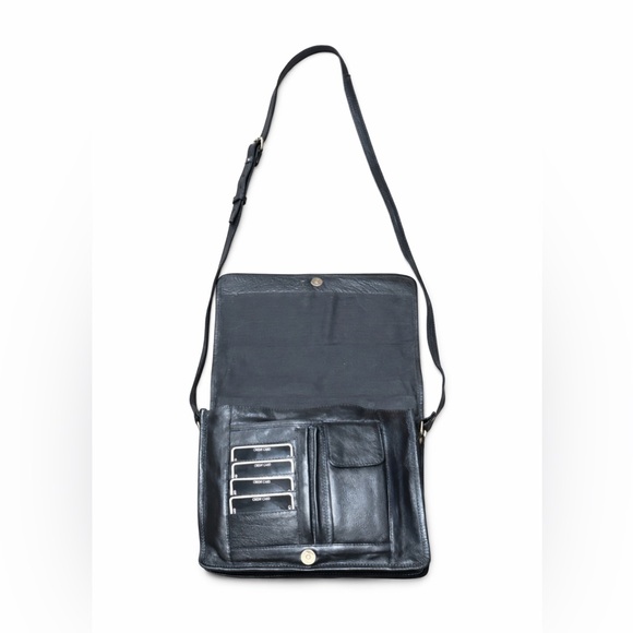 Vintage-style genuine leather crossbody / shoulder bag